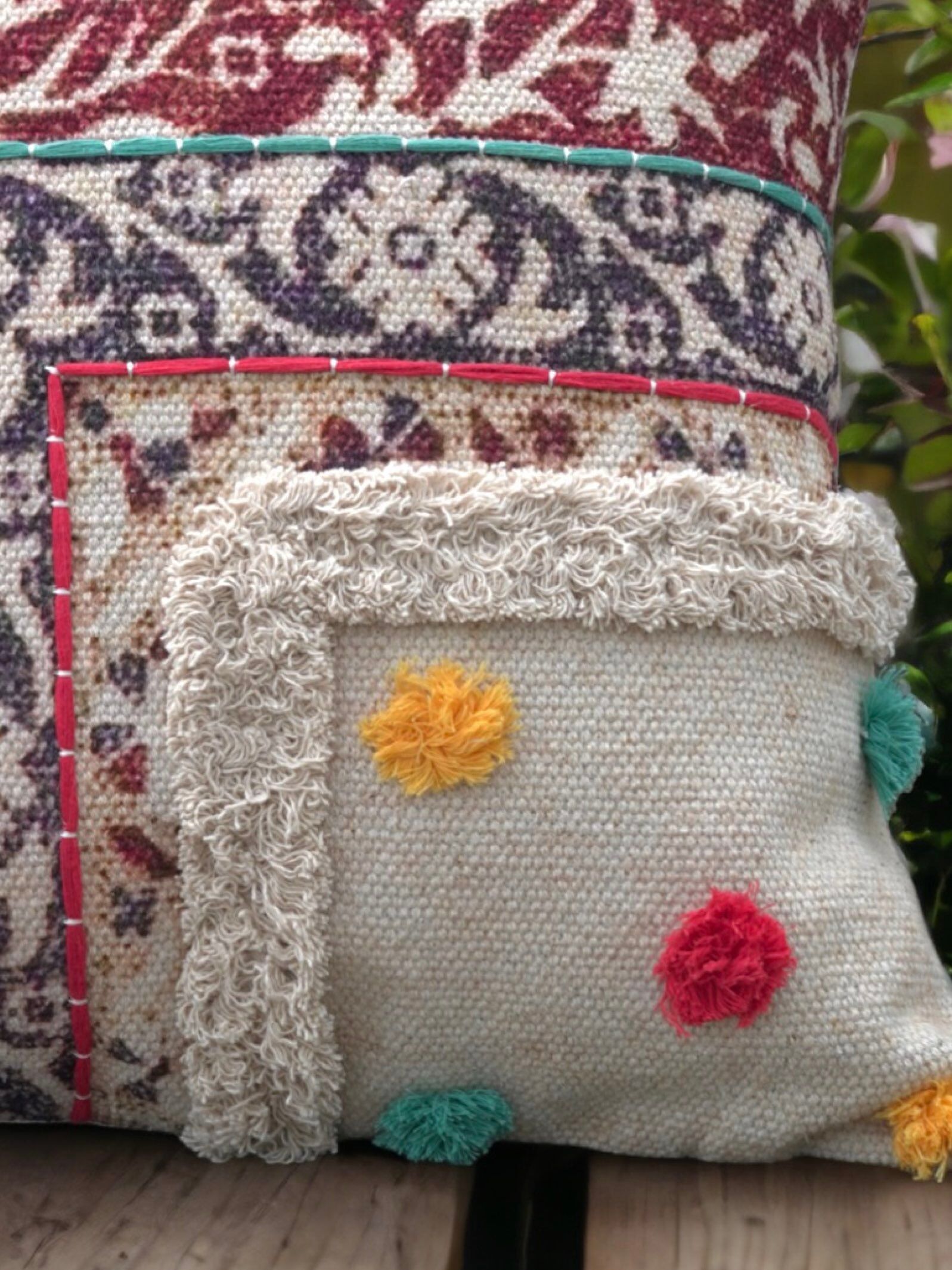Floral Whispers Embroidered Cushion Cover