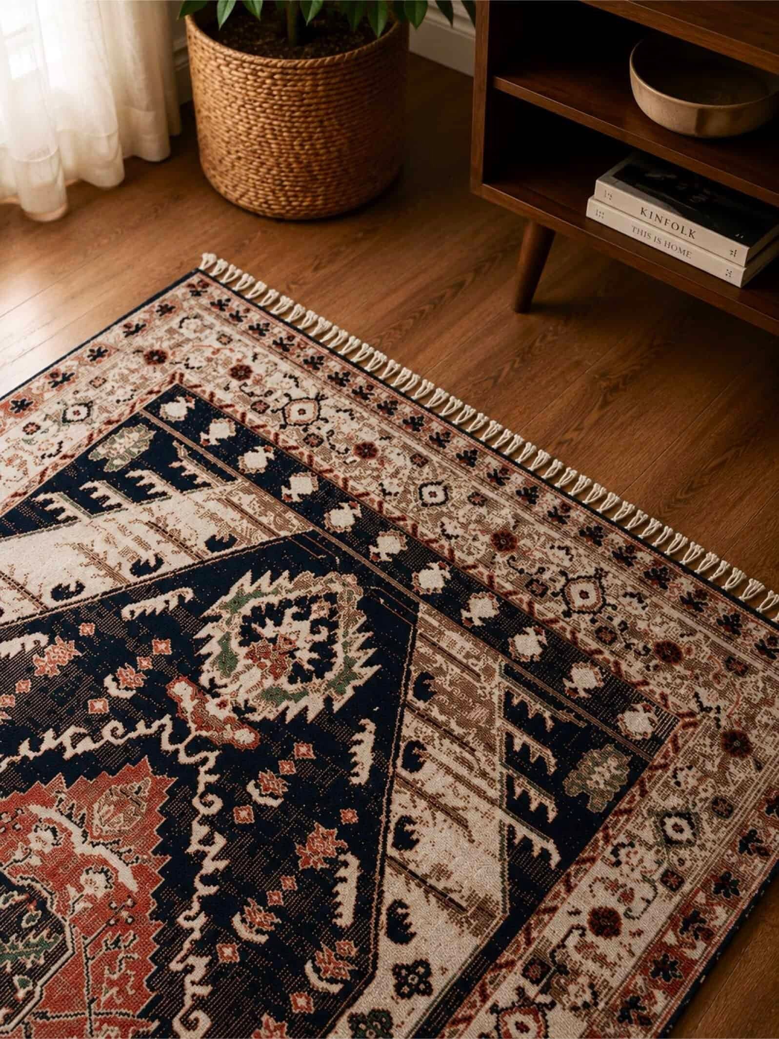Nomad Medallion Vintage Tribal Medallion Area Rug | Traditional Boho Living Room Carpet | Distressed Oriental Accent Rug