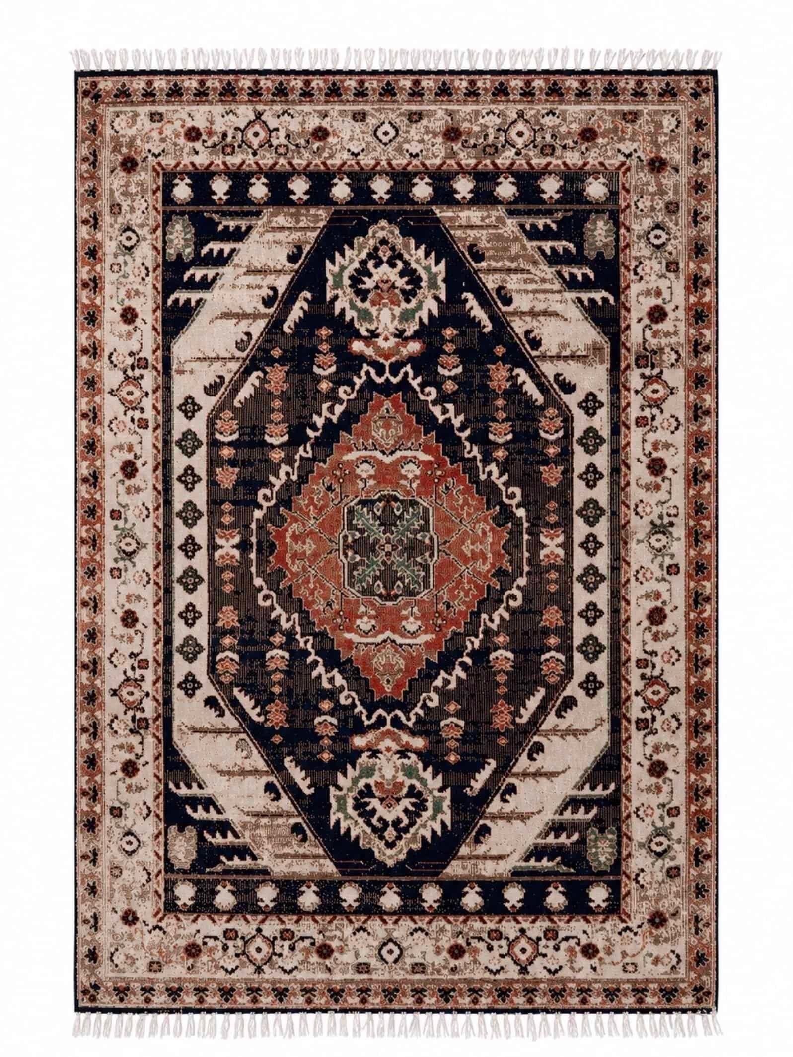 Nomad Medallion Vintage Tribal Medallion Area Rug | Traditional Boho Living Room Carpet | Distressed Oriental Accent Rug