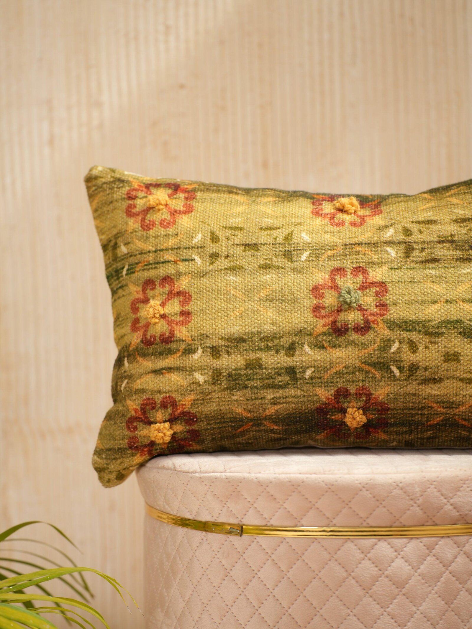 Vintage Floral Green Pillow Cover